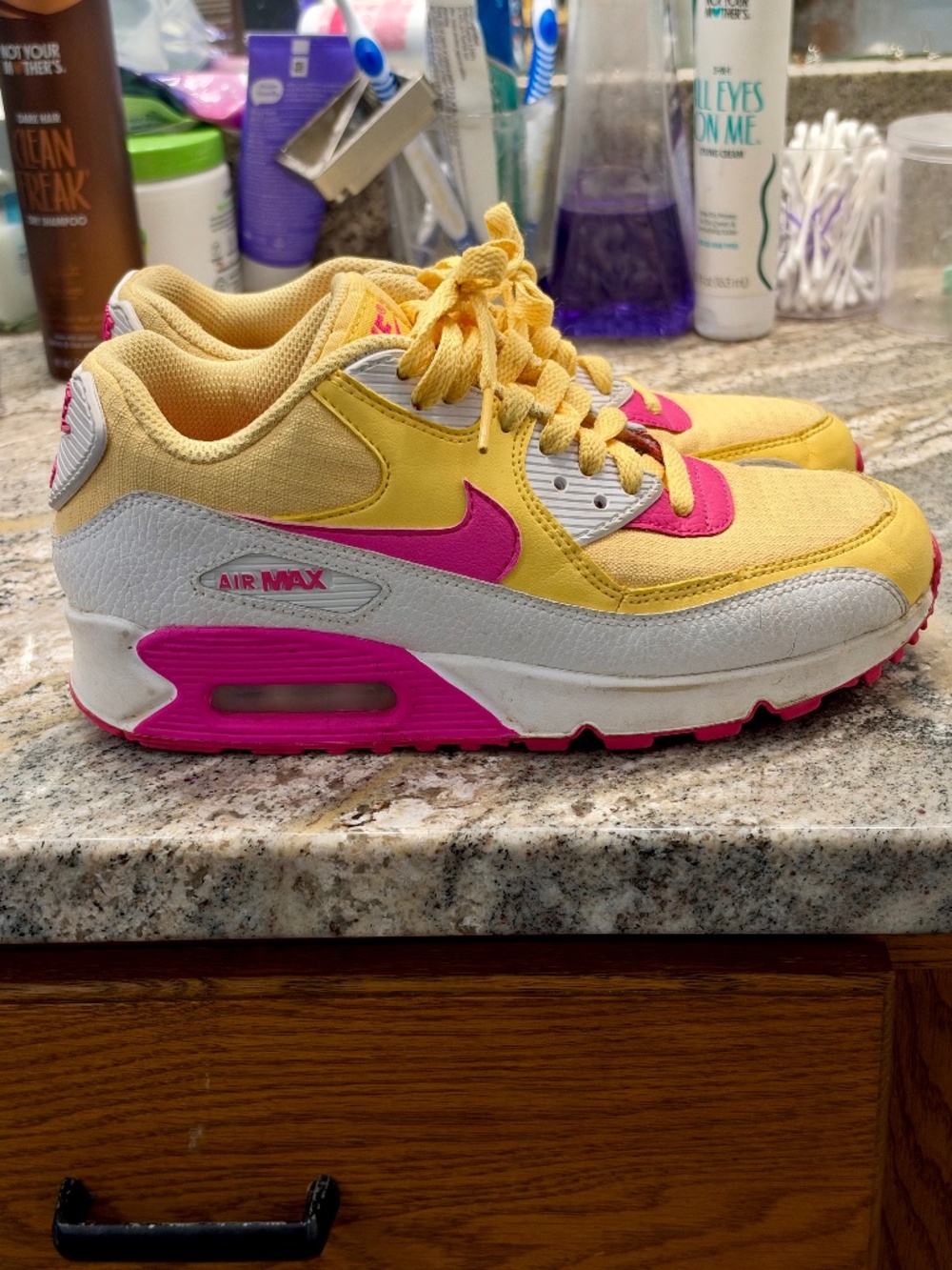 Nike | Air Max 90 Topaz Gold Laser Fuchsia Sneakers Yellow Pink Athletic Shoes